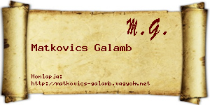 Matkovics Galamb névjegykártya